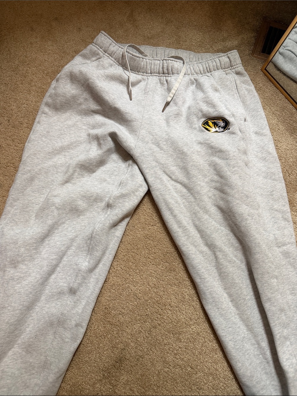 lululemon athletica Light Gray Track Pants with Yellow/Black Logo